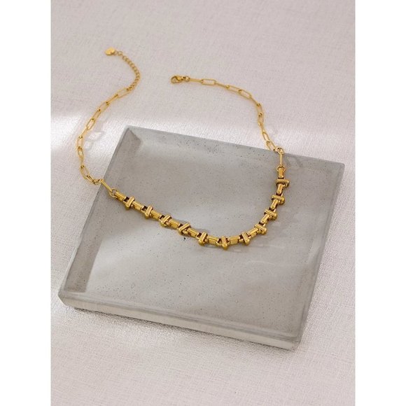 New 18K Gold Plated Link Chain Necklace 9c - Picture 8 of 8